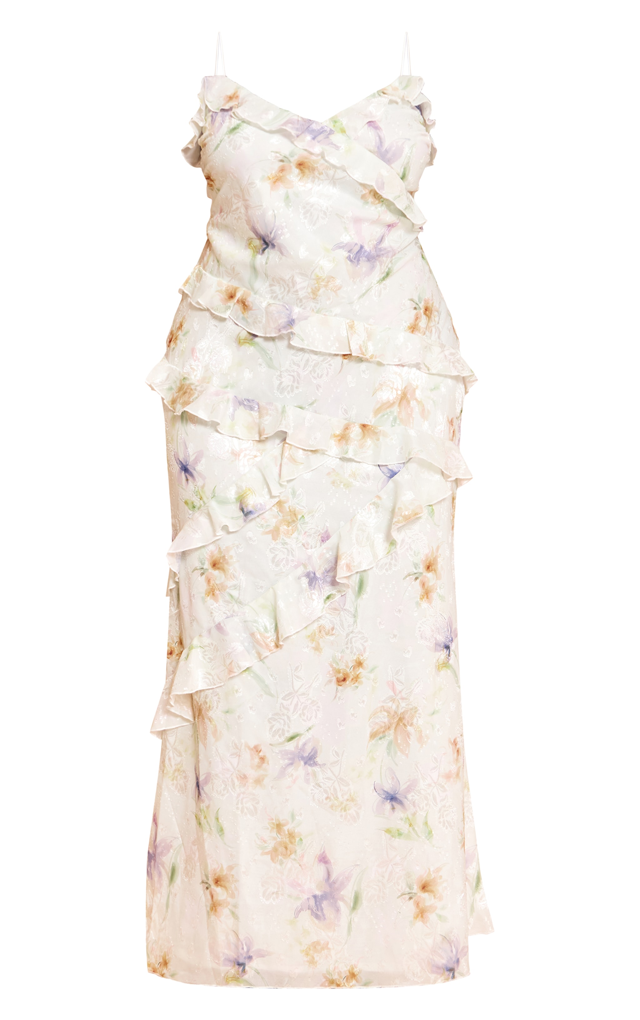 Plus Multi Floral Embroidered Frill Maxi Dress image 5