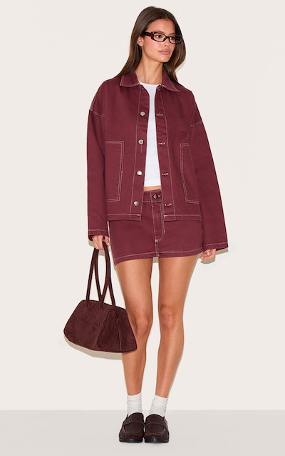 Whistle Burgundy Striped Mini Skirt