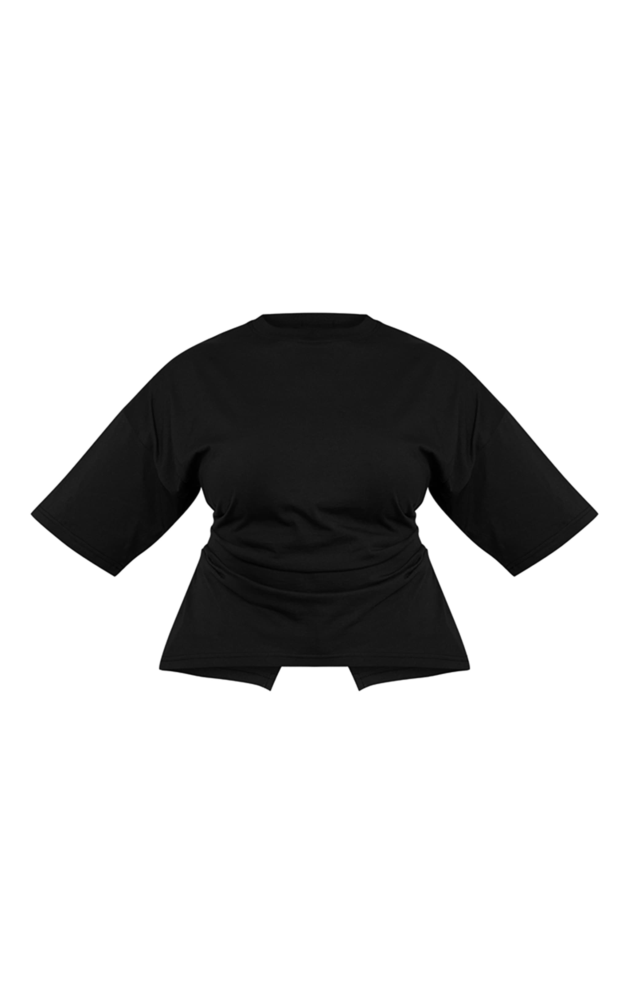Plus Black Ruched Side Detail T Shirt image 5