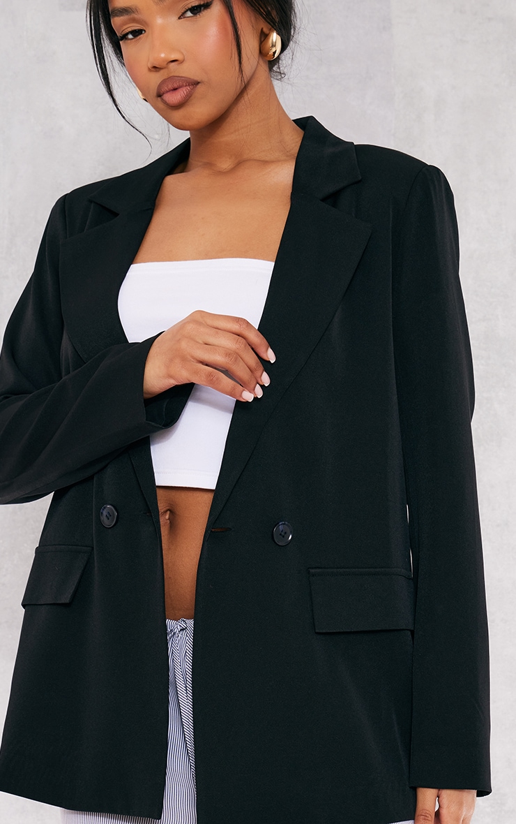 Black Tailored Oversized Longline Blazer image 4