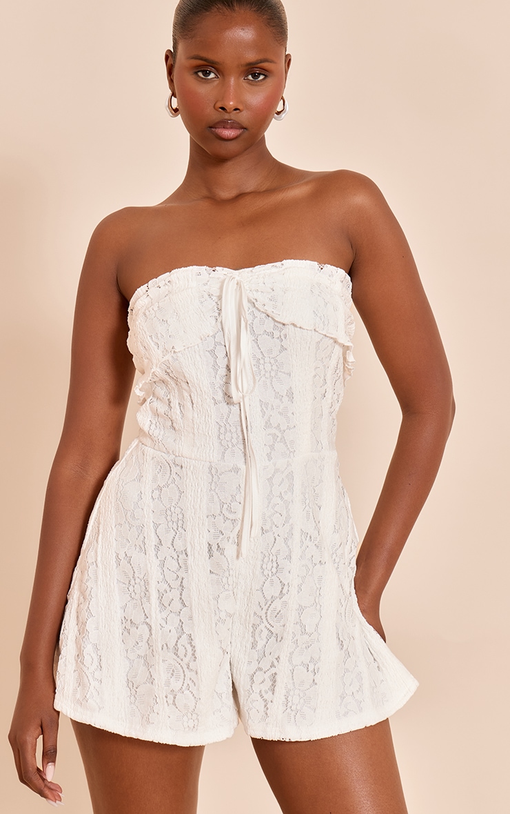 White Lace Fold Over Romper image 1