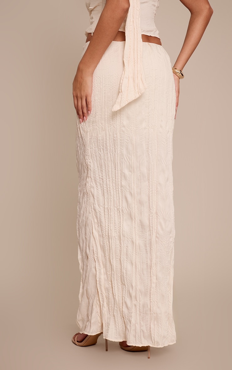 Cream Crinkled Woven Maxi Skirt image 3