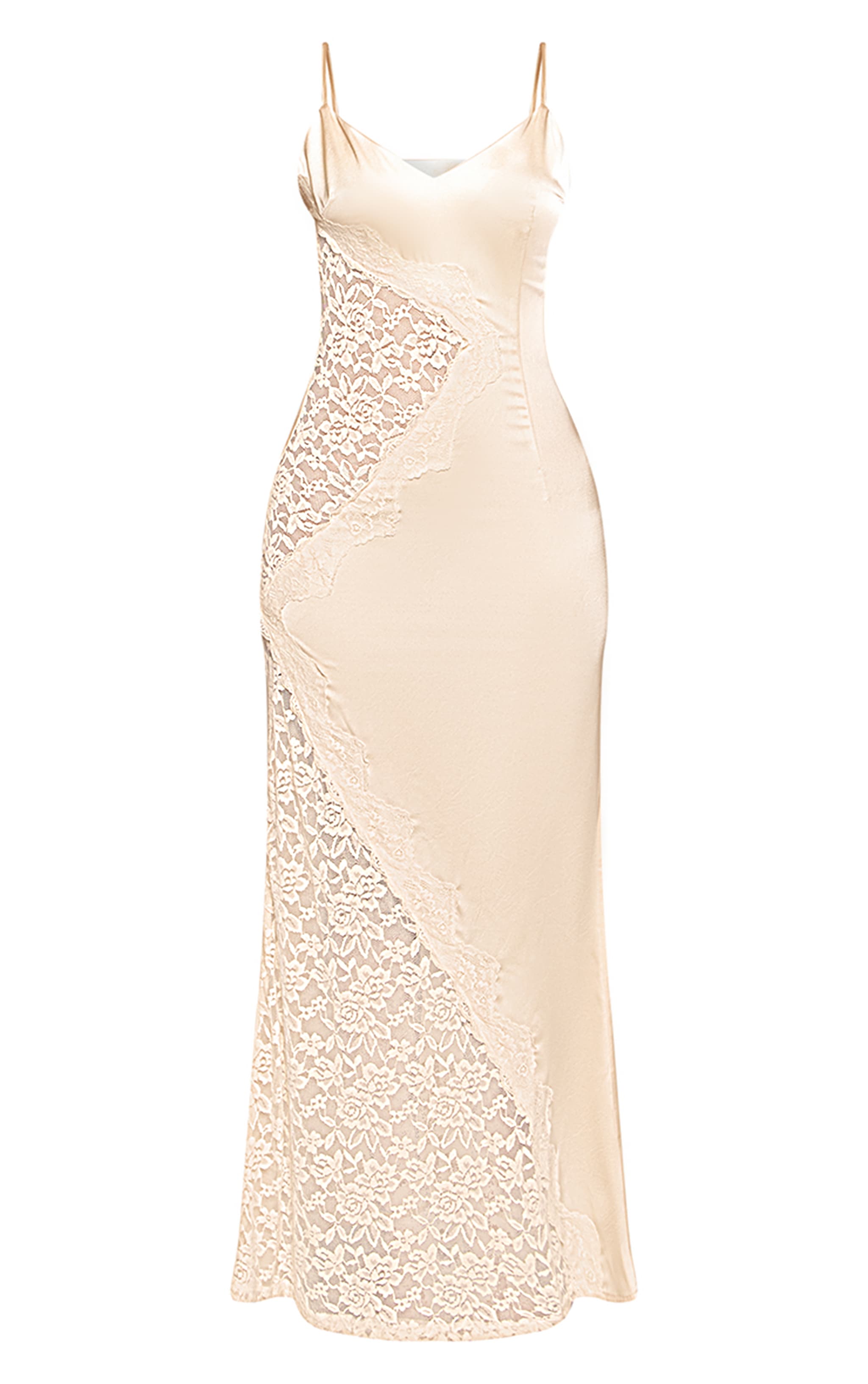 Petite Butter Yellow Lace Cut Out Satin Maxi Dress image 5