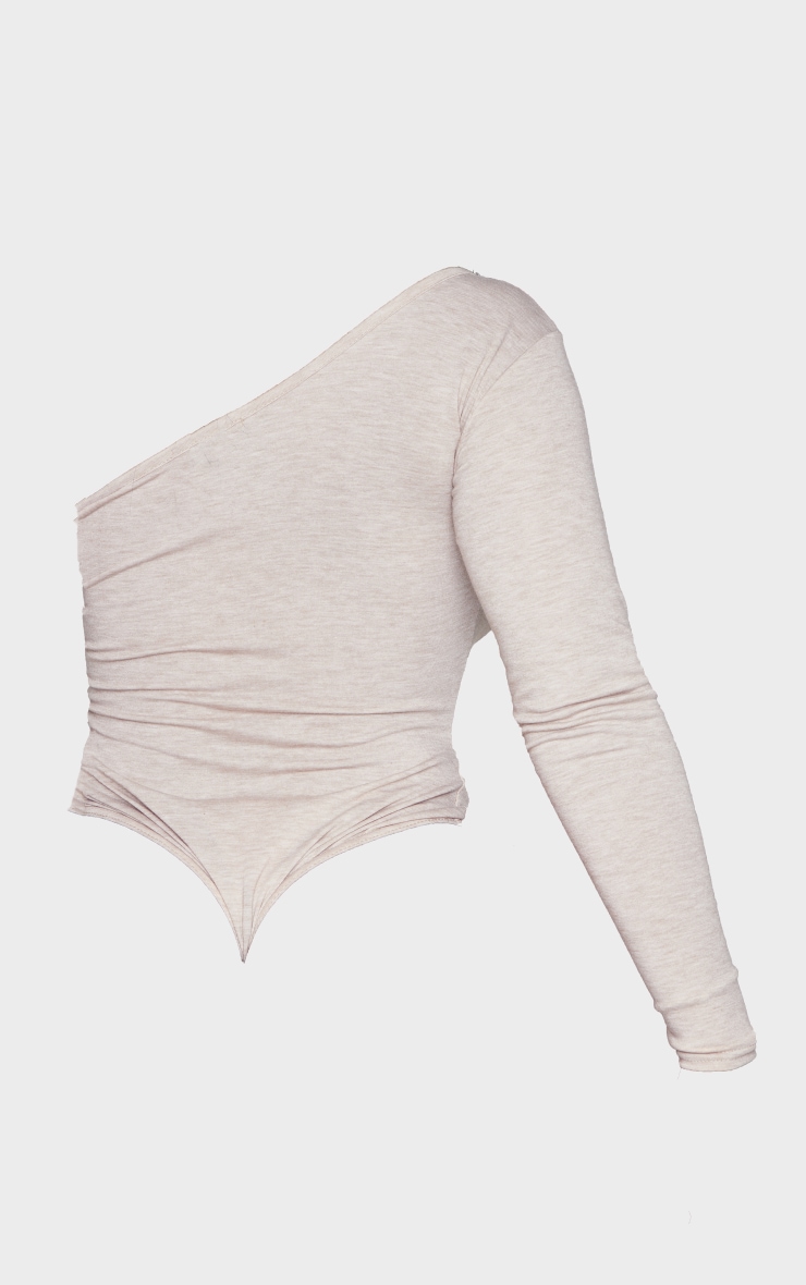 Shape Oatmeal Jersey One Shoulder Bodysuit image 2