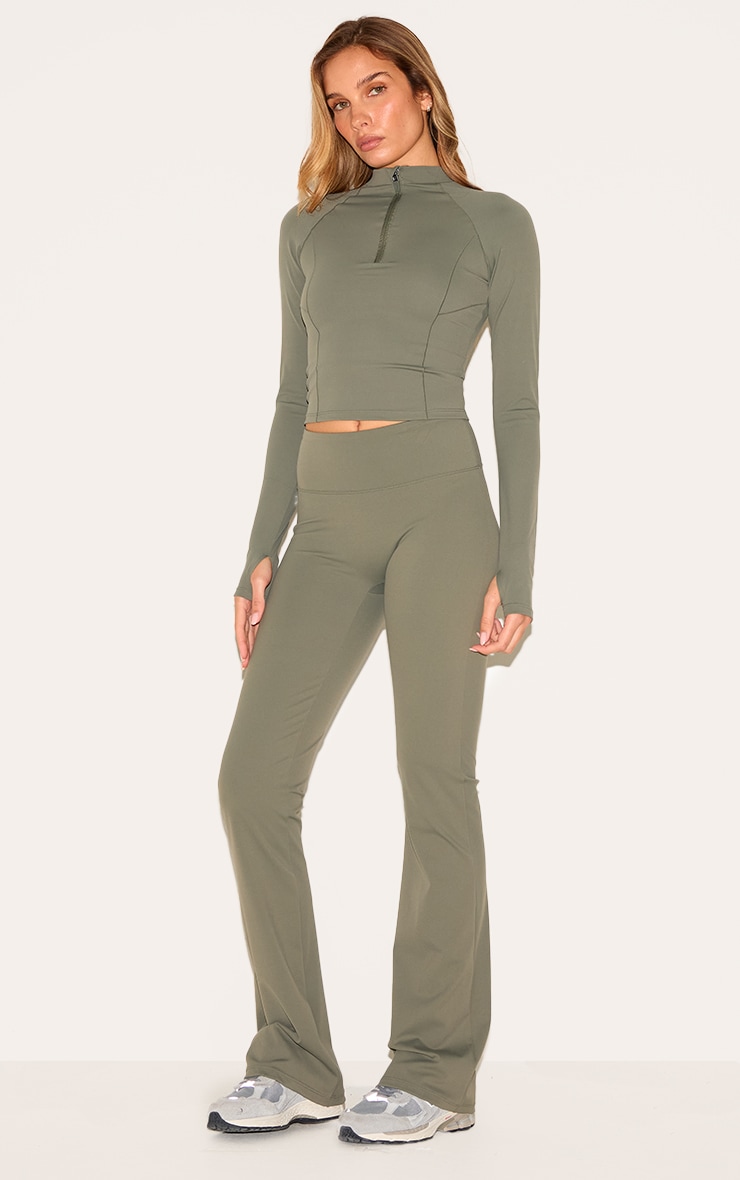 Olive Sculpt Quarter Zip Gym Top image 3