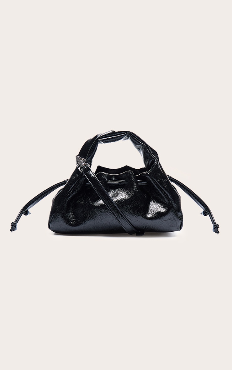 Black PU Drawstring Mini Bag image 2