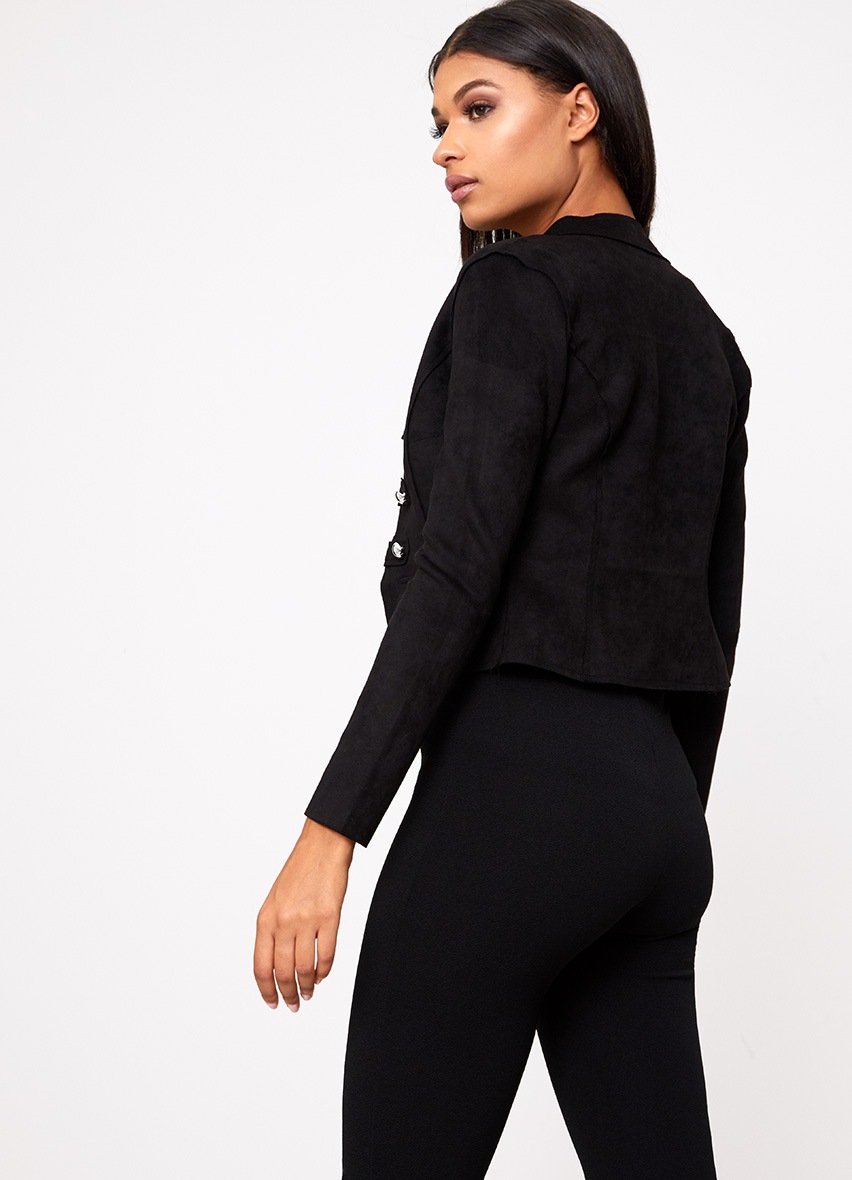 Black Faux Suede Military Jacket. Coats & Jackets PrettyLittleThing