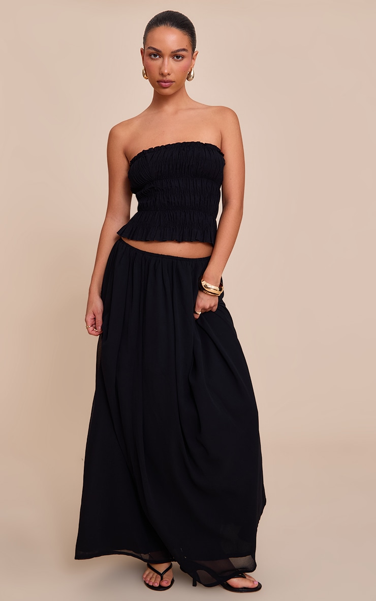 Black Chiffon Floaty Maxi Skirt image 1