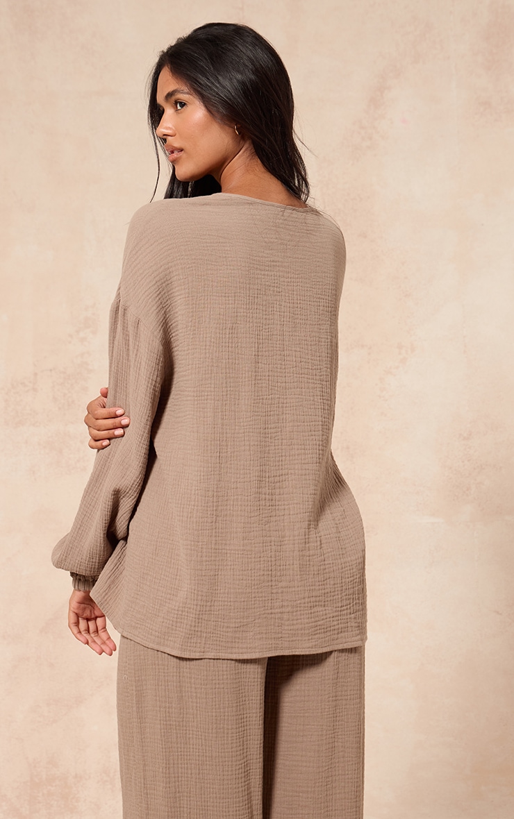 Clay Textured Cheesecloth Tie Front Shirt image 2