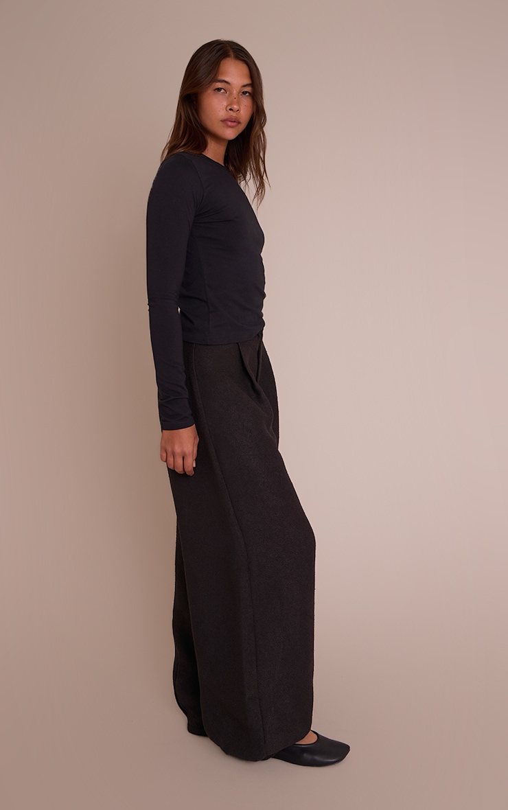 Black Boucle Textured Balloon Pants image 2