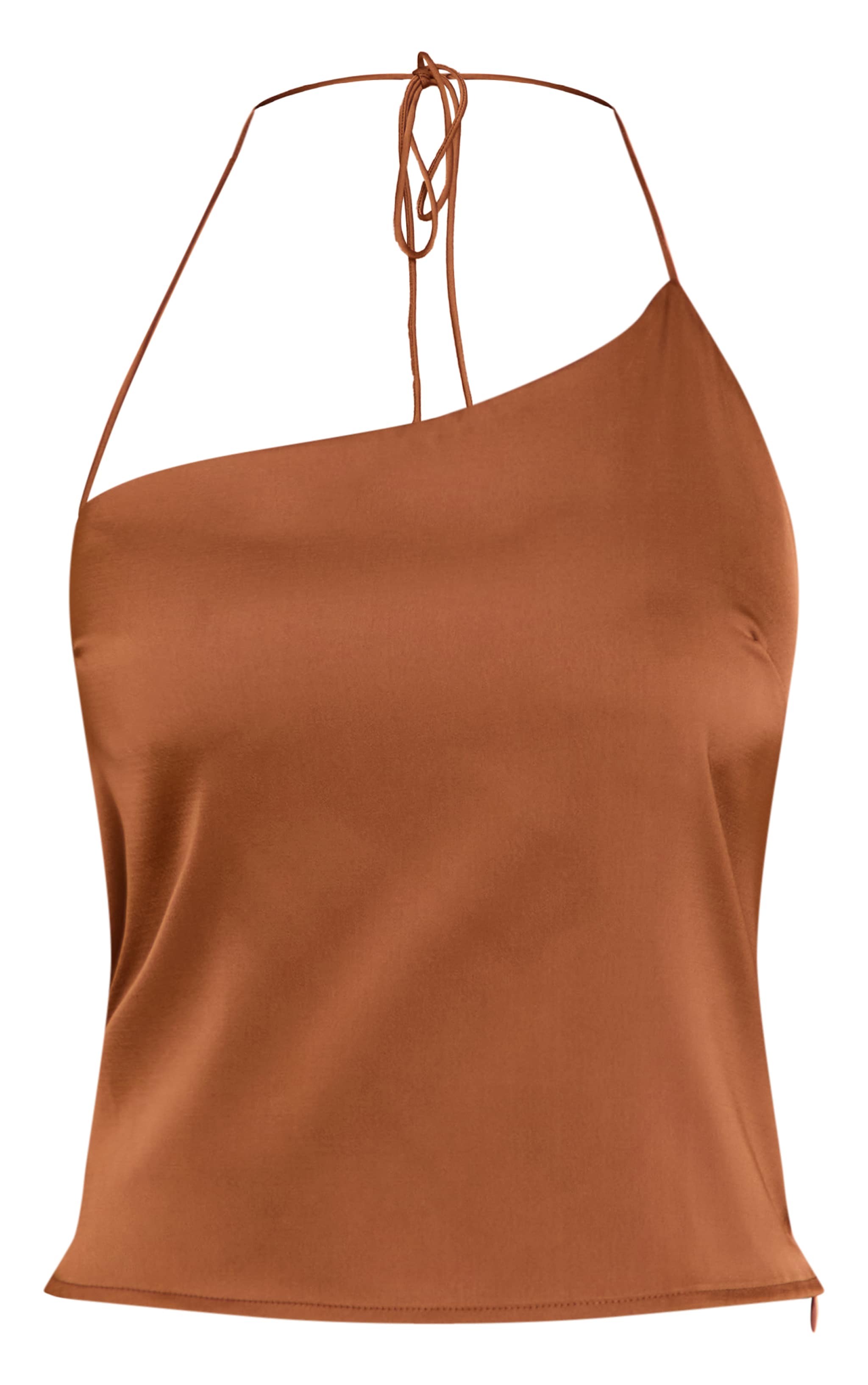 Chocolate Satin Halterneck Crop Top image 5