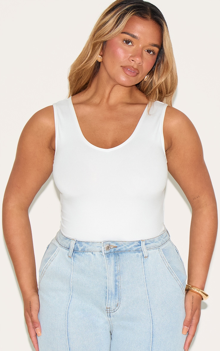 Shape White Sculpted V Neck Sleeveless Bodysuit image 4