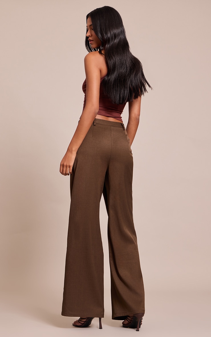 Tall Khaki Woven Wrap Front Pants image 3