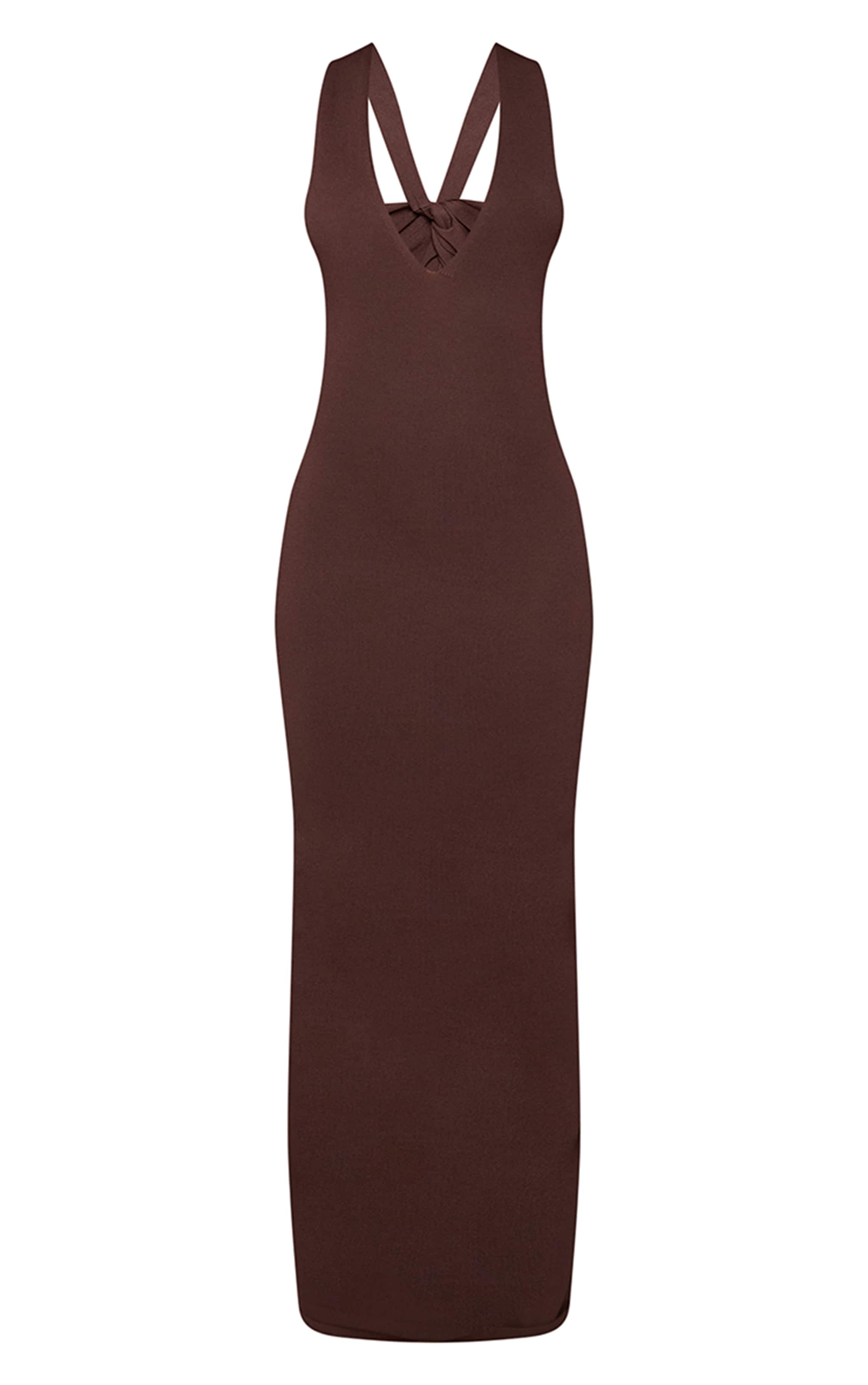 Chocolate Fine Knit Crossover Detail Maxi Dress image 5