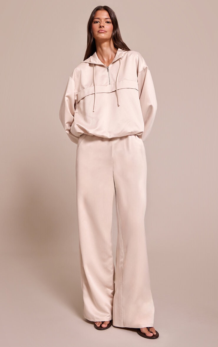 Oyster Satin Wide Leg Pants image 1