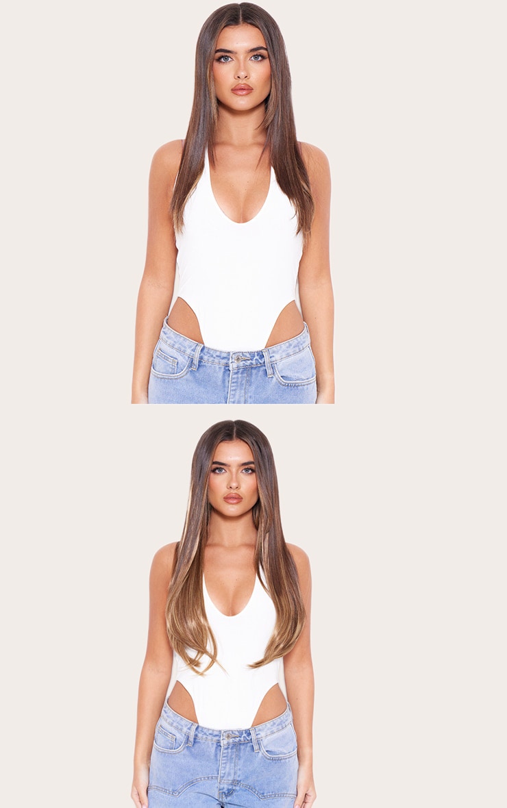 Lullabellz 22" 5 Piece Super Thick Rooted Straight Clip In Hair Extensions Mellow Brown image 3