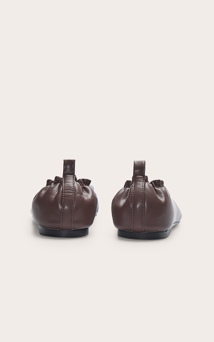 Chocolate Pu Asymmetric Square Toe Ballet Pump image 3