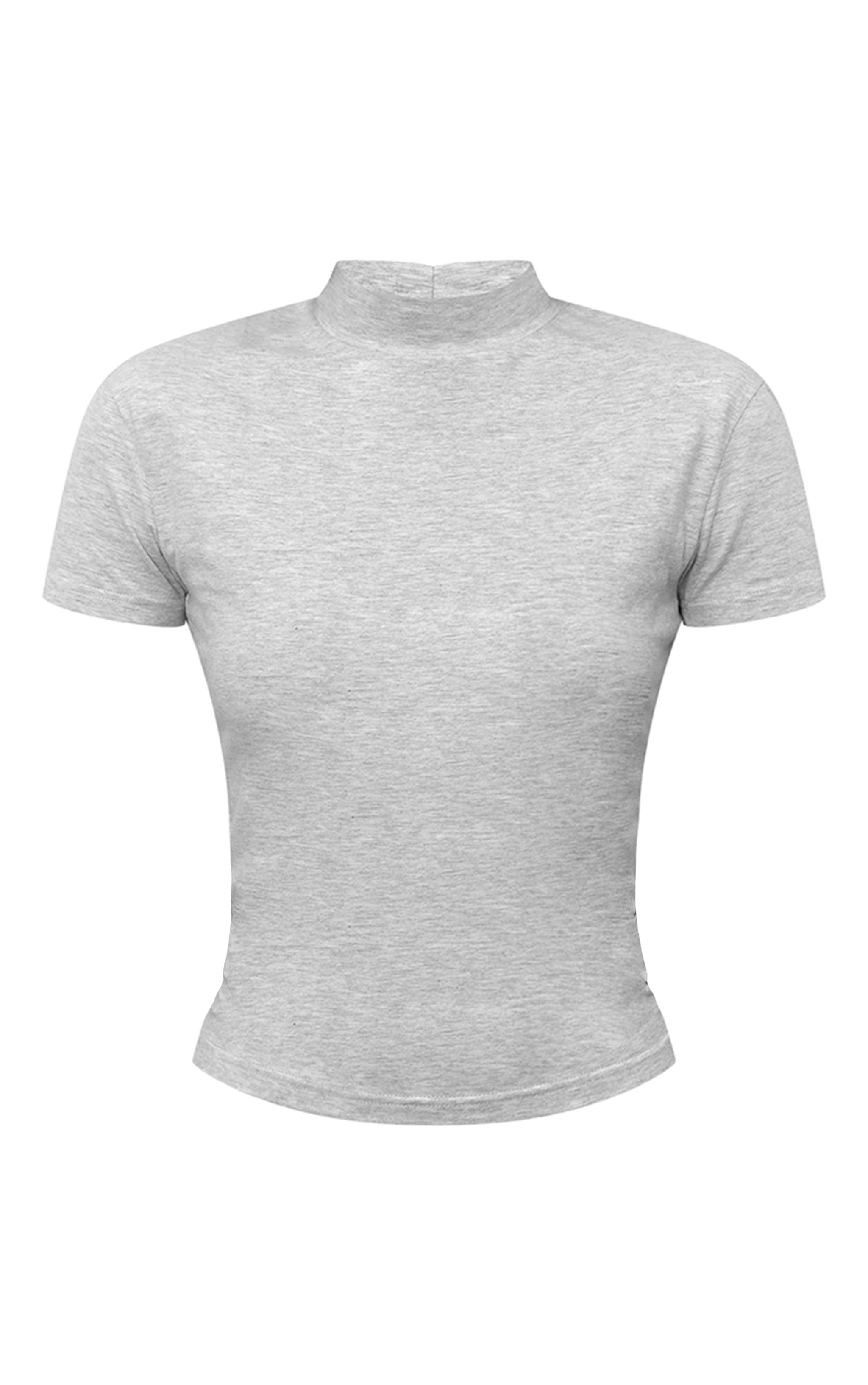 Grey Cotton High Neck Shoulder Detail T-Shirt  image 5