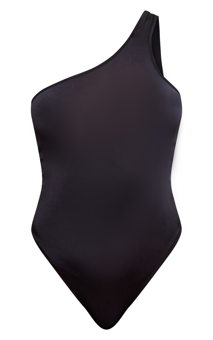 Black Asymmetric One Shoulder Bodysuit image 5