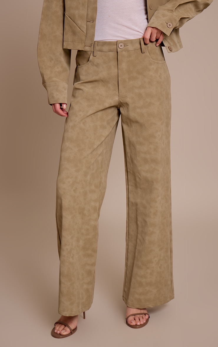 Pantalon large en PU gris pierre délavé image 2