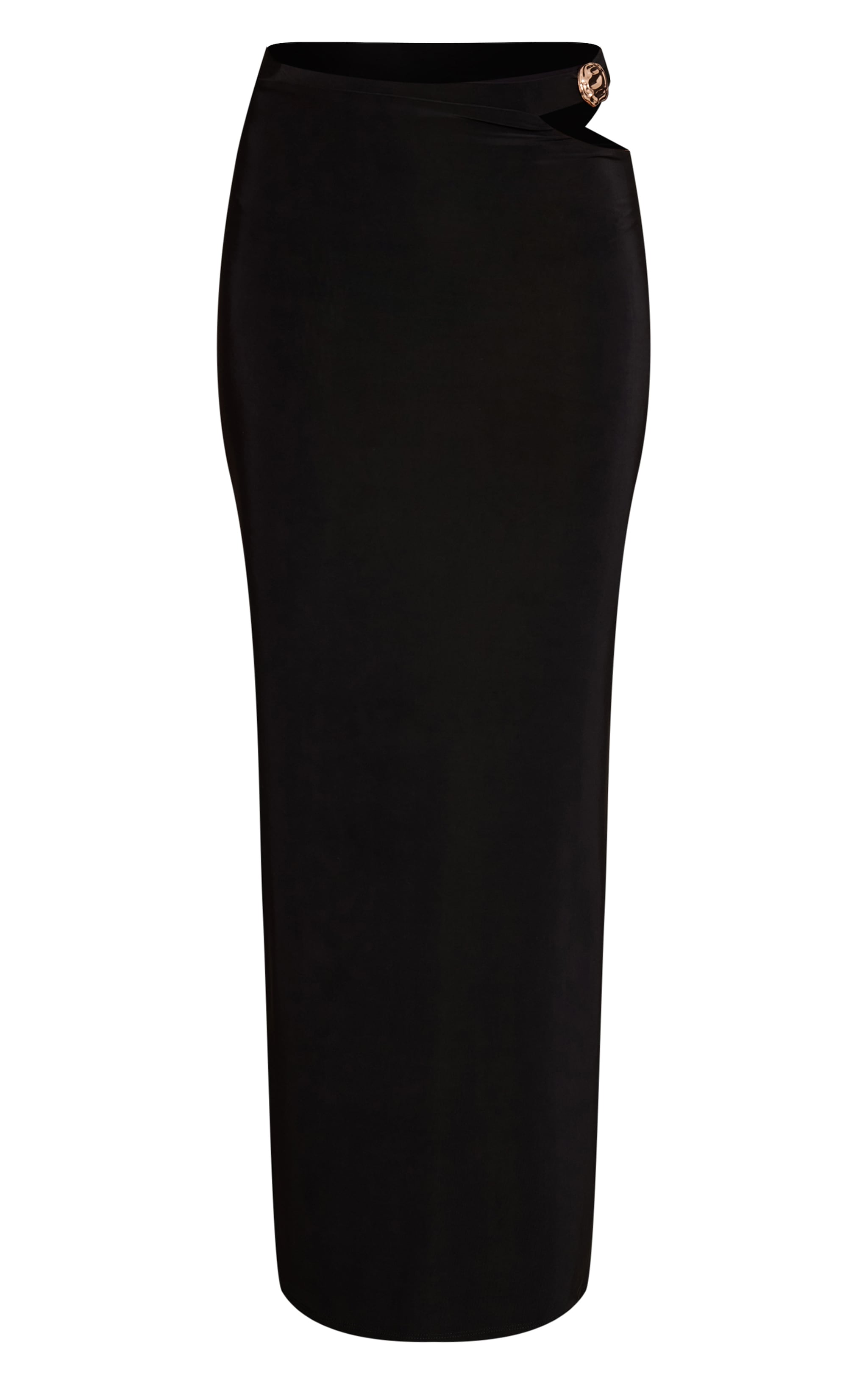 Black Slinky Cut Out Trim Detail Maxi Skirt image 5