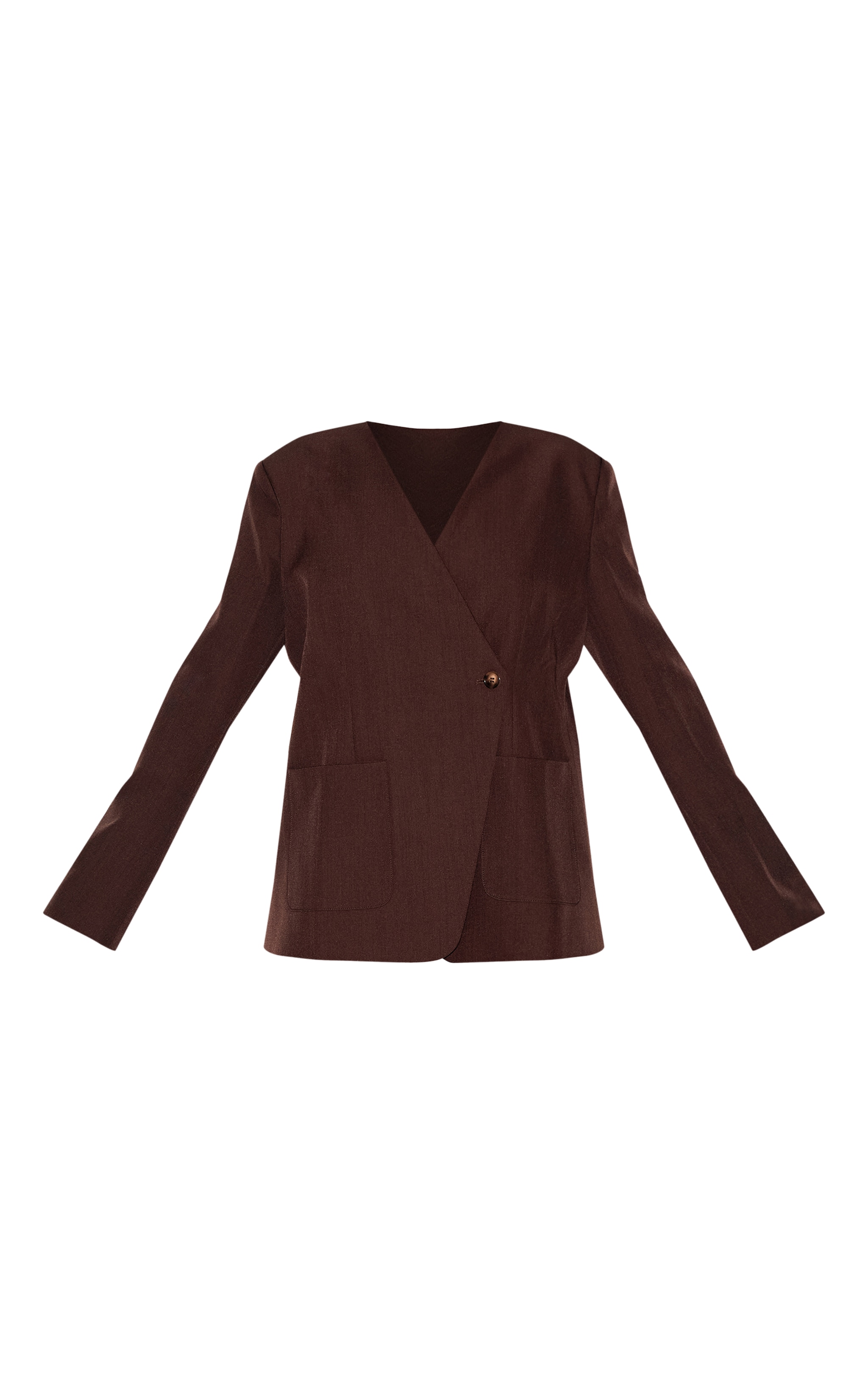 Dark Brown Tailored Woven Asymmetric Blazer image 5