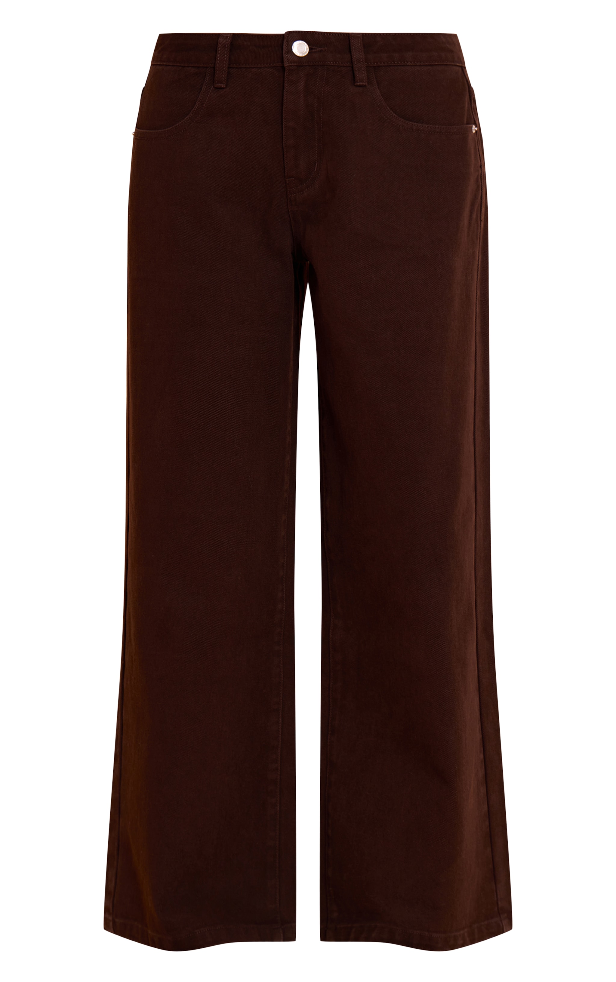 Jean large marron chocolat à taille mi-haute image 5