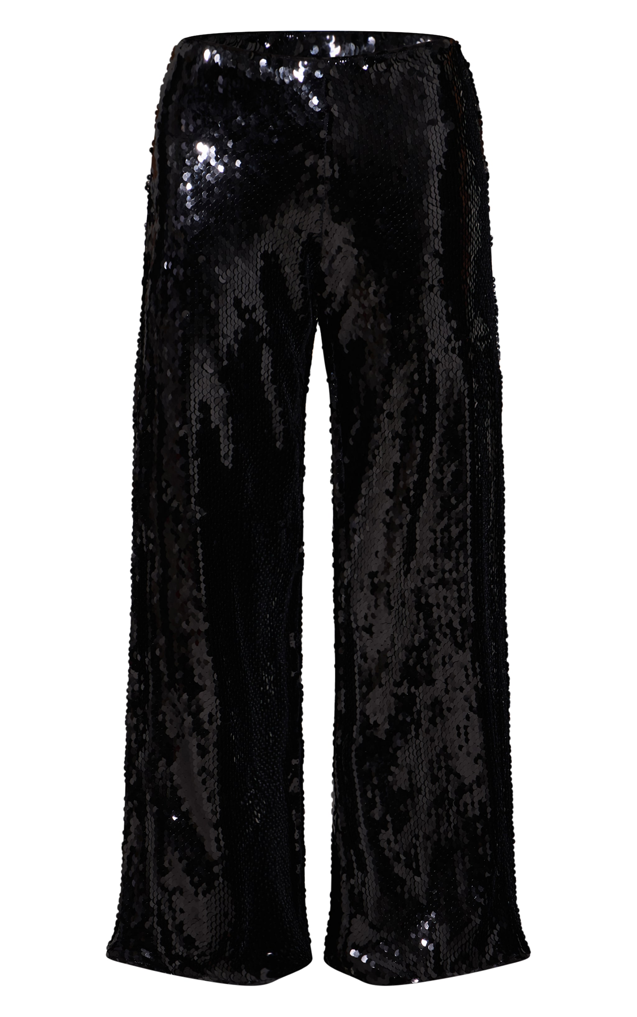Black Sequin Wide Leg Floaty Pants image 5