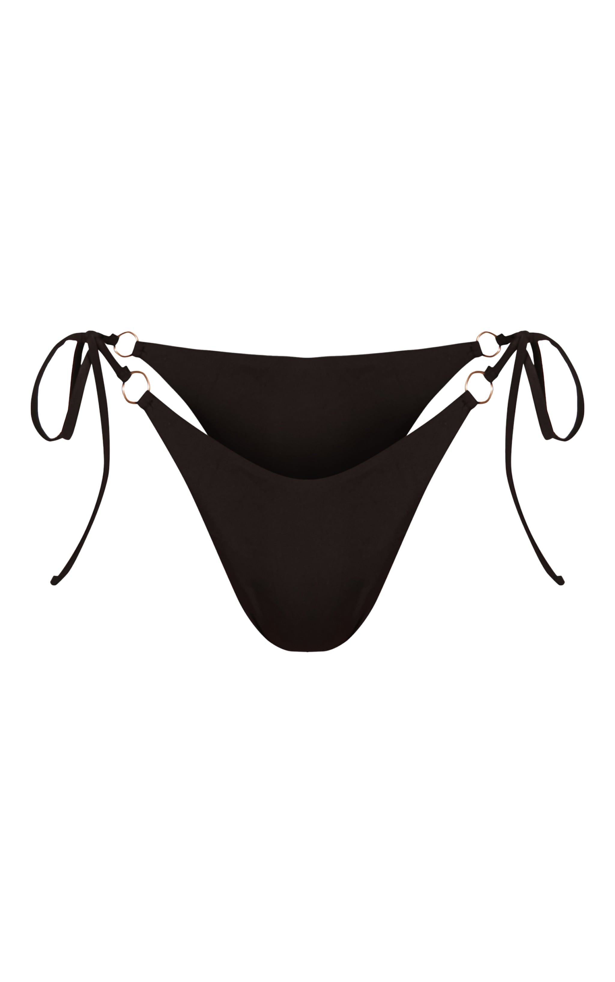 Black Mini O Ring Tie Side Bikini Bottoms image 5