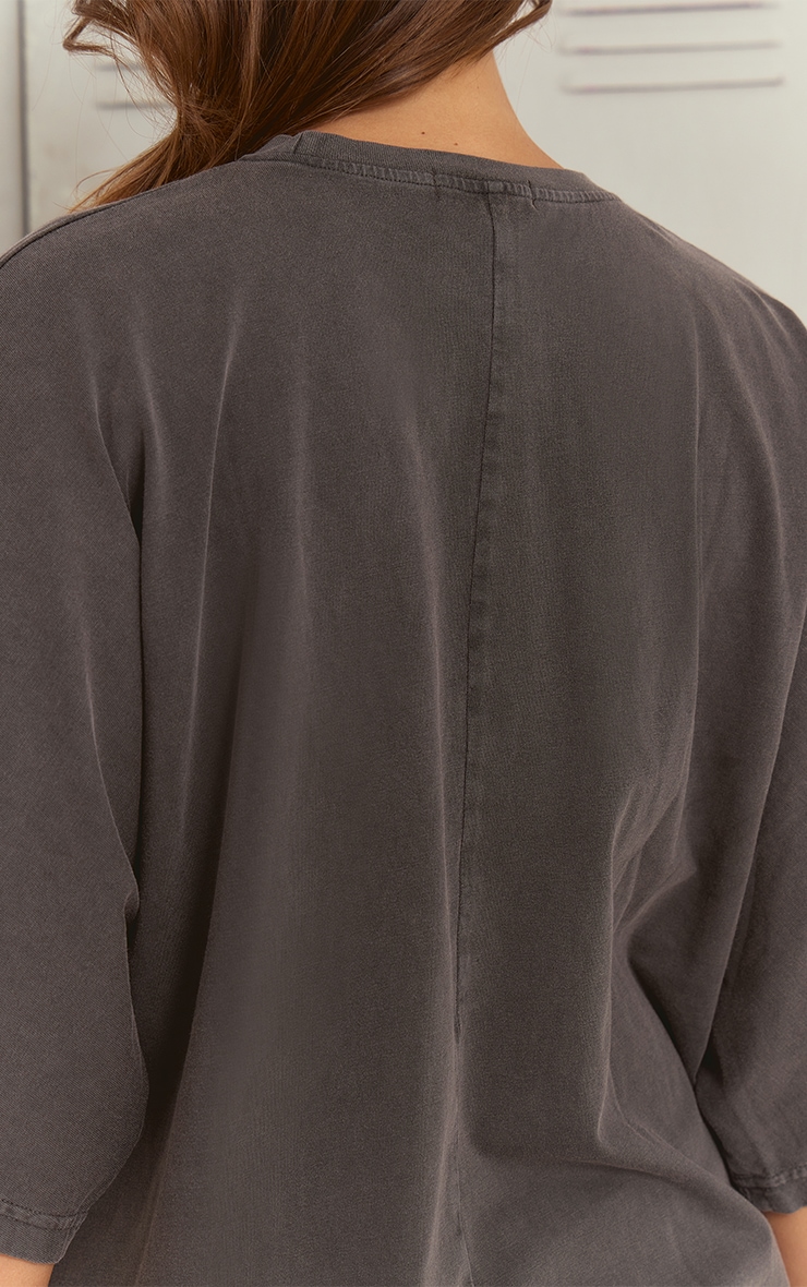 Charcoal Acid Washed Oversized Boxy Tshirt image 4