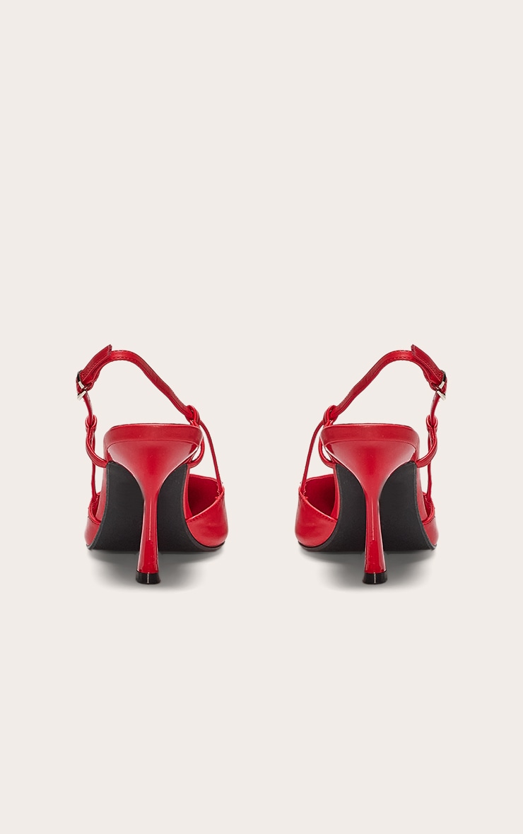 Wide Fit Red Pu Point Toe High Stiletto Court Heels image 3