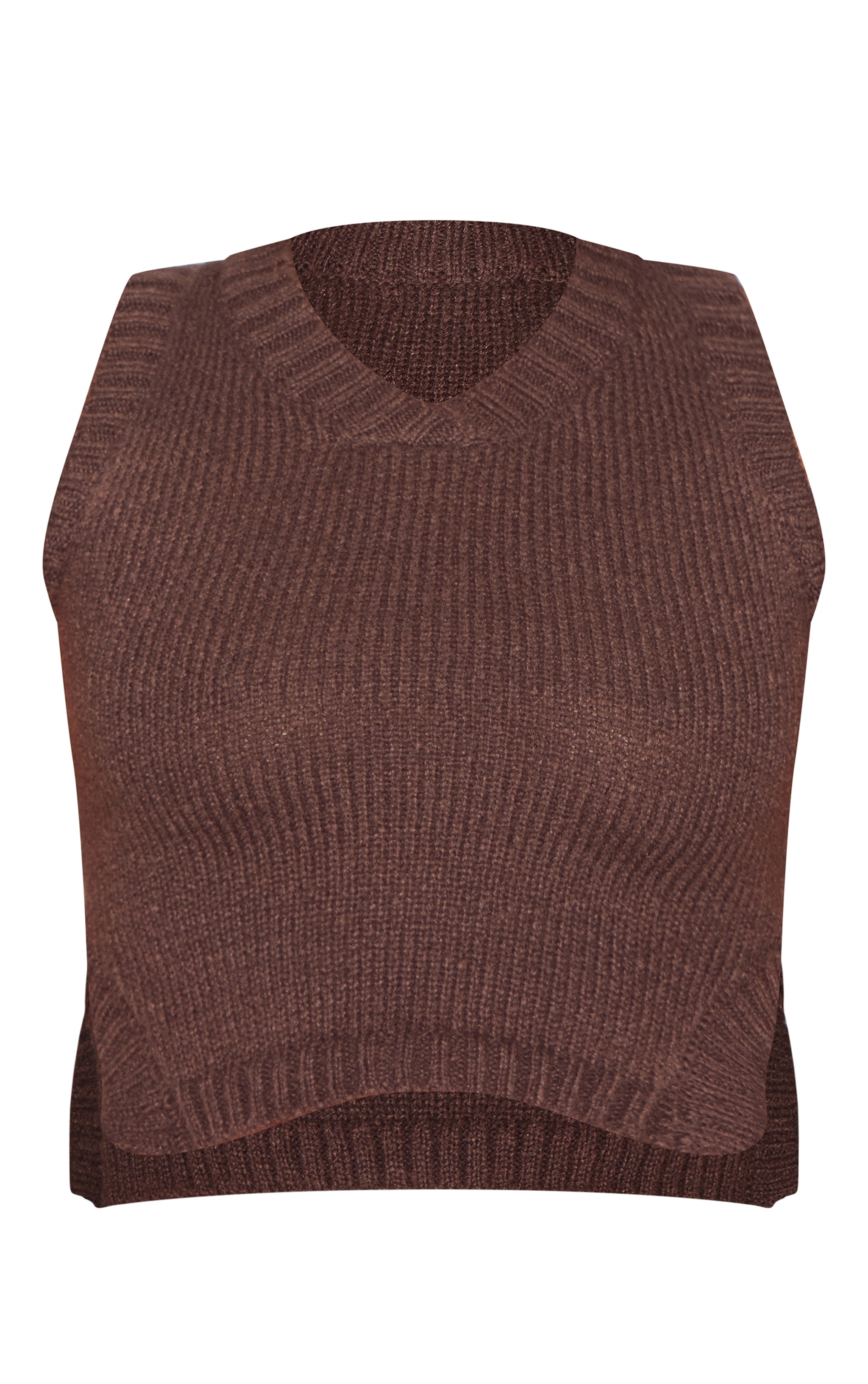 Deep Chocolate Knitted Ribbed Detail Vest image 5