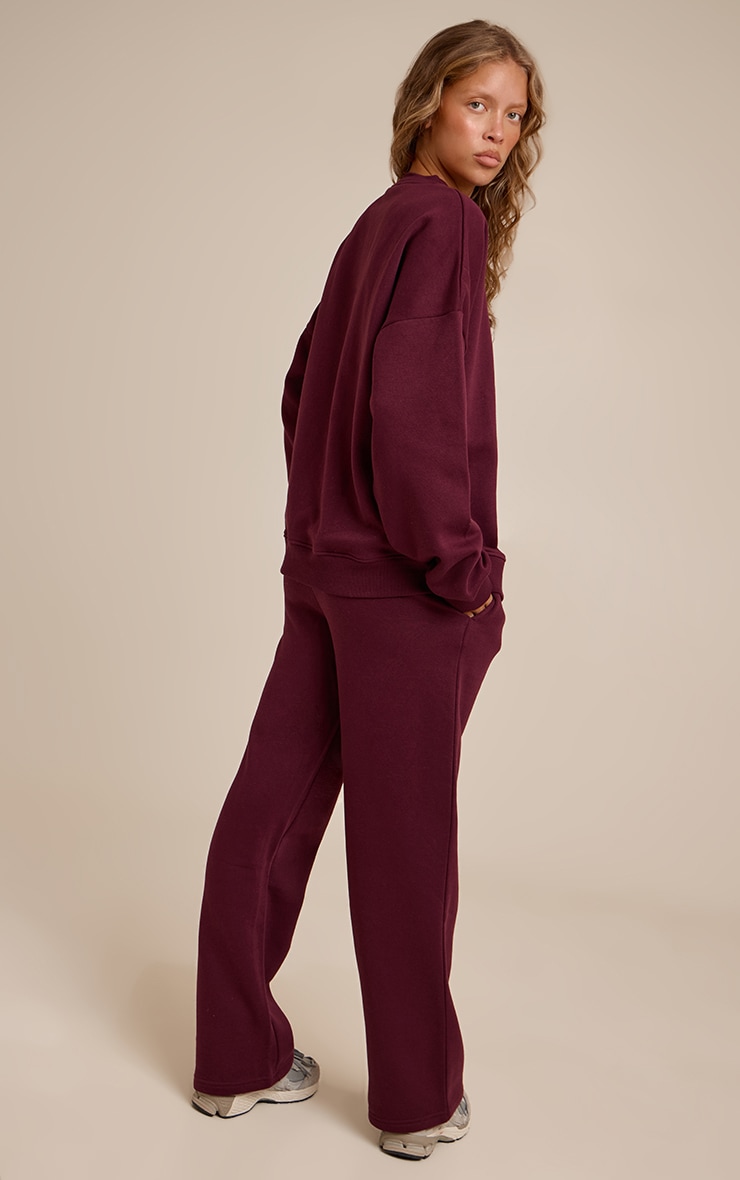 Wine Oversized Sweat Tracksuit Set image 2