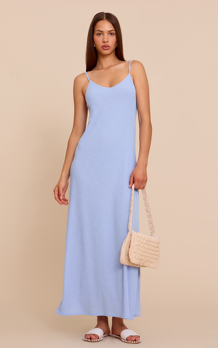Blue Onion Skin Plunge Sleeveless Maxi Dress image 1