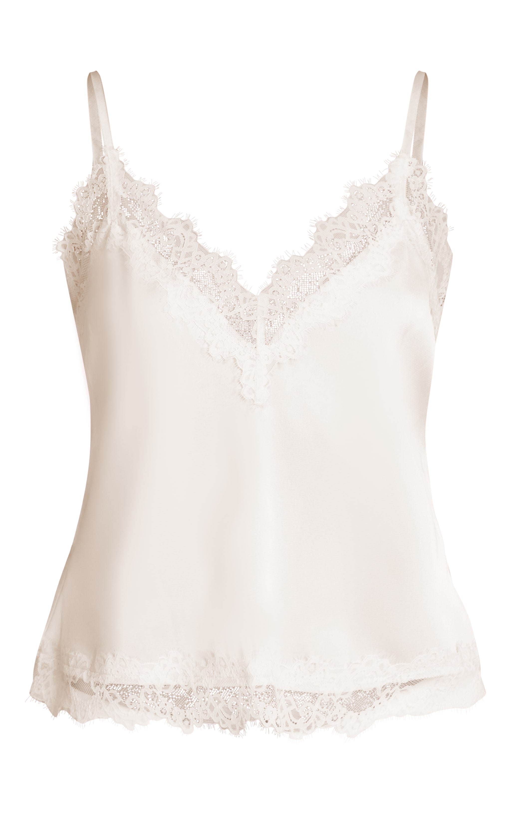 Cream Satin V Neck Trim Detail Cami Top image 5
