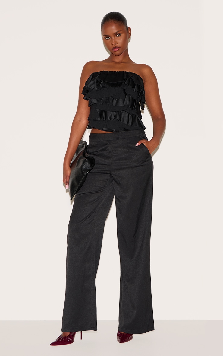Black Satin Ruffle Bandeau image 3