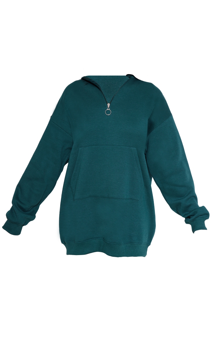 Robe pull en sweat vert sarcelle à zip et col montant image 5