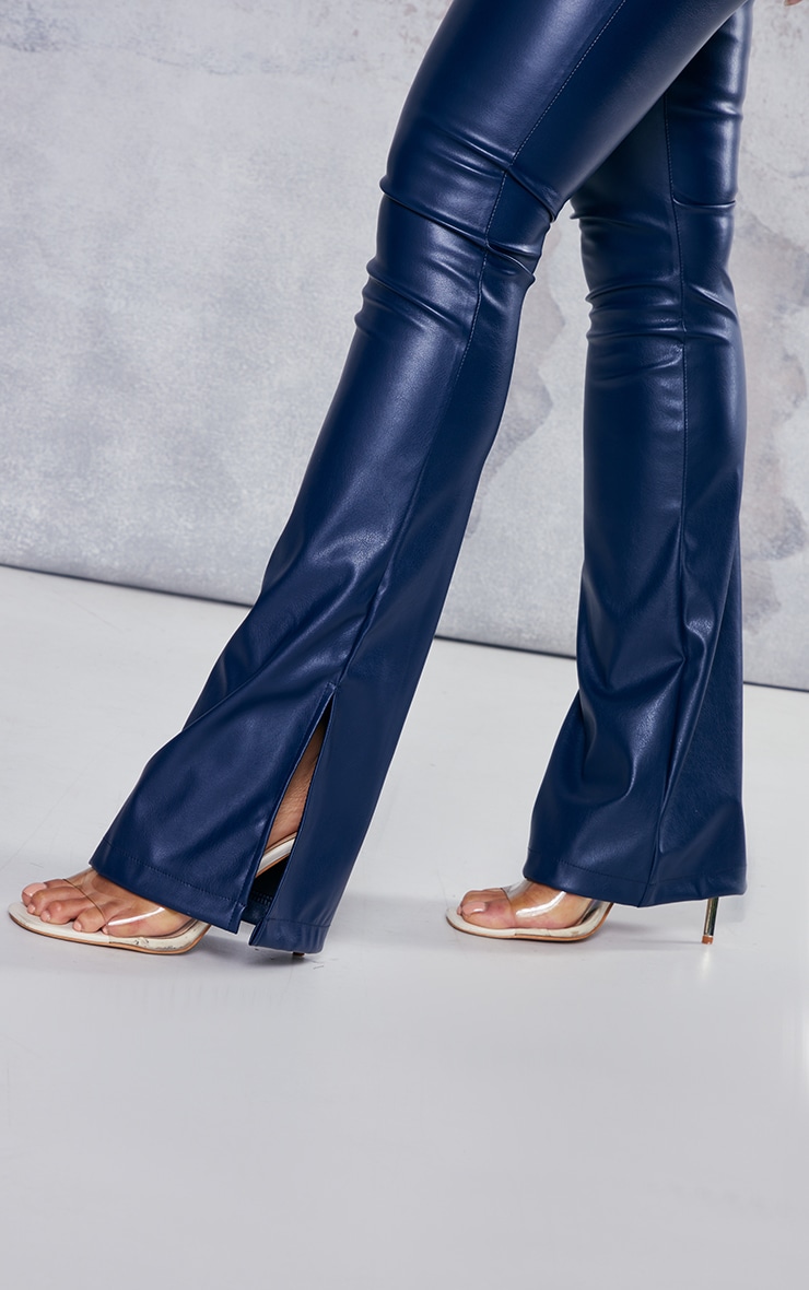 Navy PU Bandeau Flared Jumpsuit Dresses PLT KSA