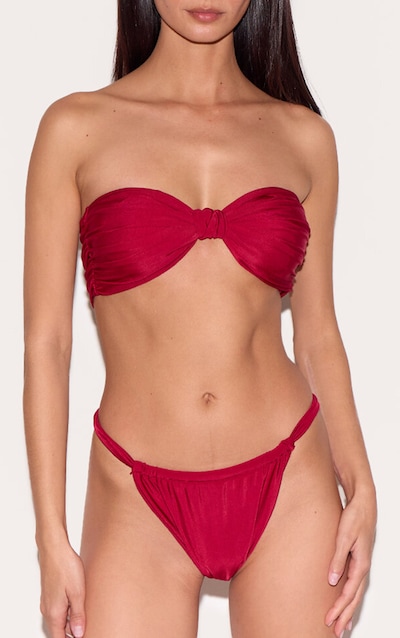 Bas de maillot de bain rouge baie à double brides