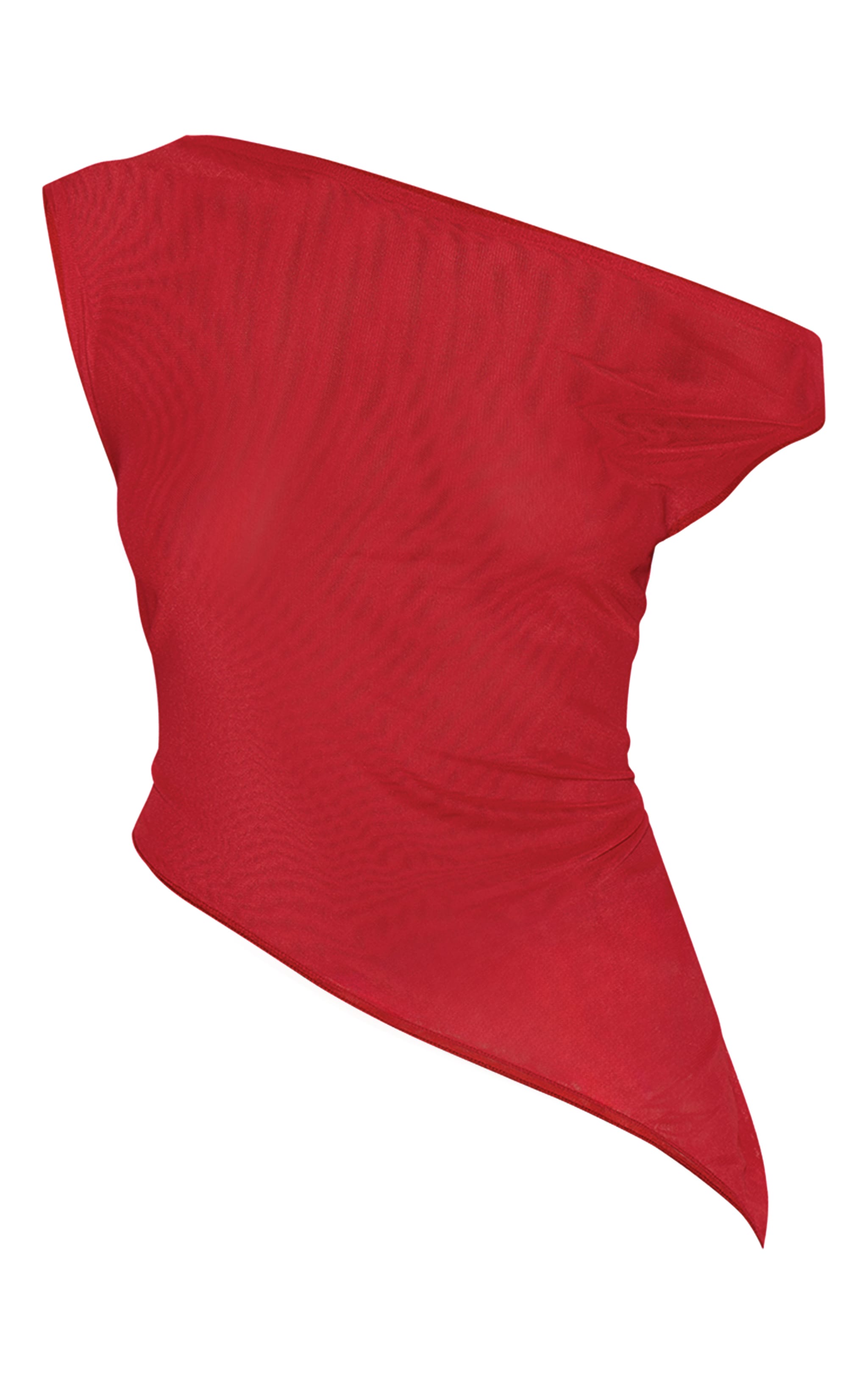 Top en mesh doublé rouge tomate à col asymétrique image 5
