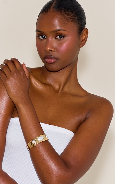 Cream Pearl Molten Abstract Bangle