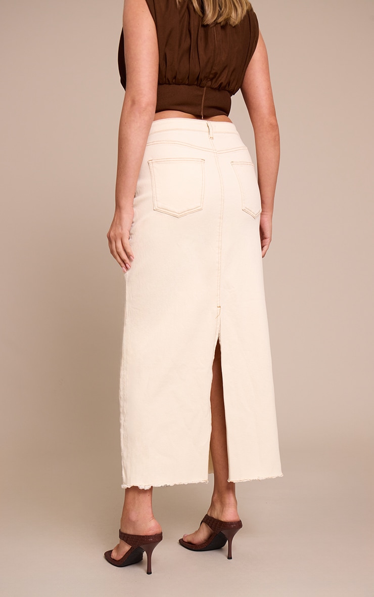 Shape Ecru Stretch Denim Maxi Collumn Skirt image 3