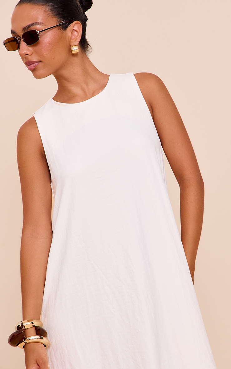 Cream Textured Boat Neck Sleeveless Column Maxi Dress image 4