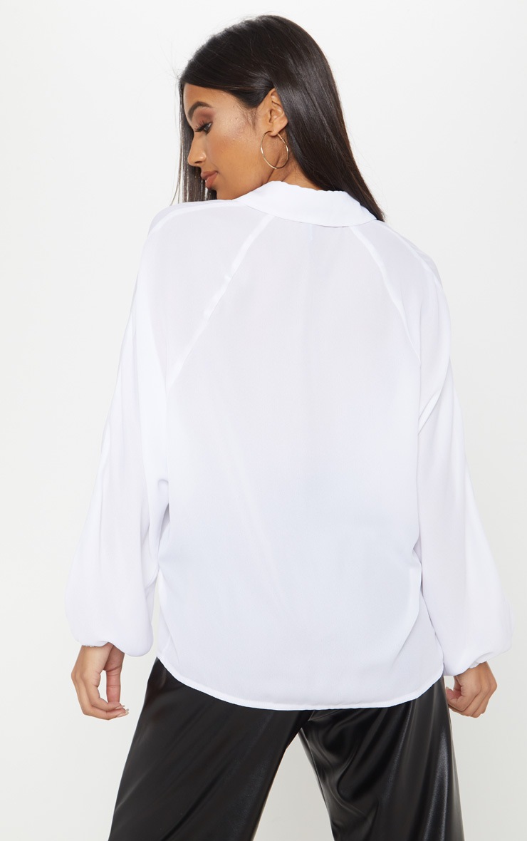 White Chiffon Button Up Oversized Shirt PrettyLittleThing USA