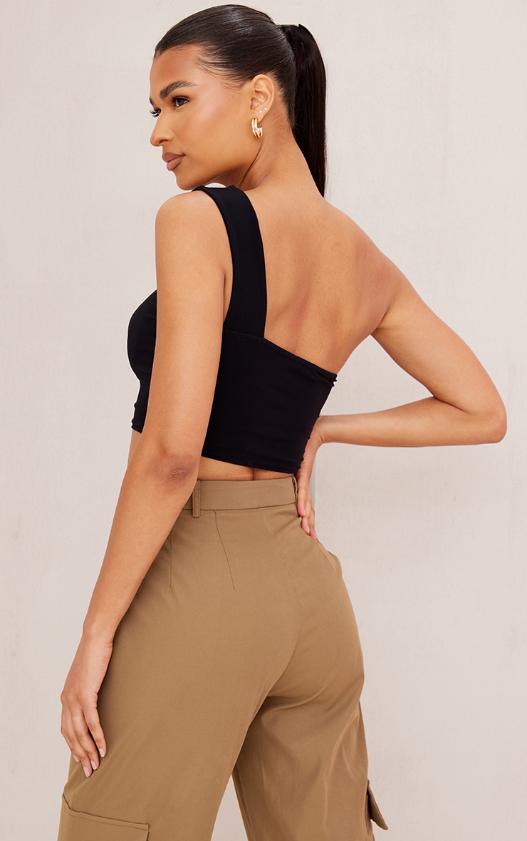 Black Double Strap Slinky Crop Top image 2