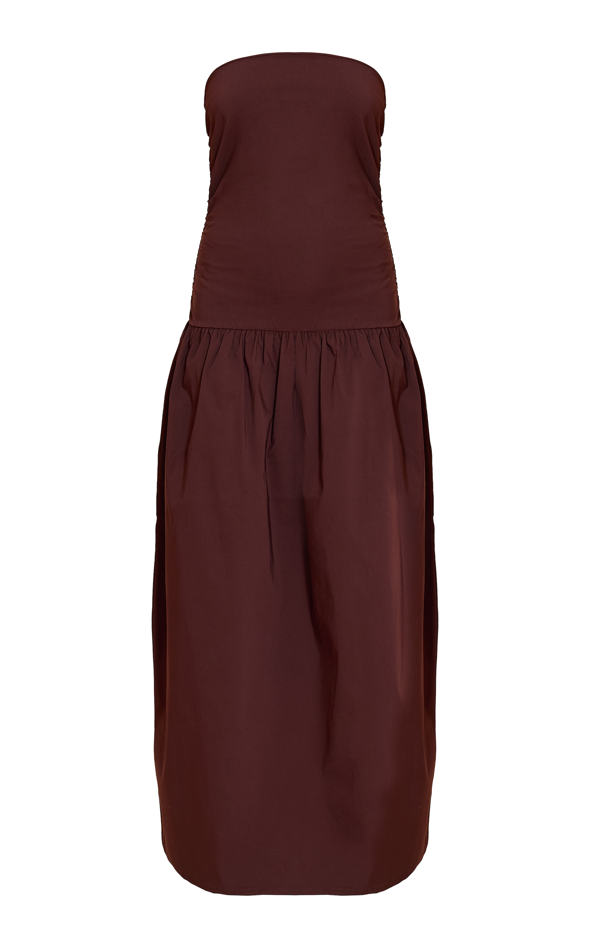 Chocolate Stretch Woven Bandeau Ruched Maxi Dress image 5