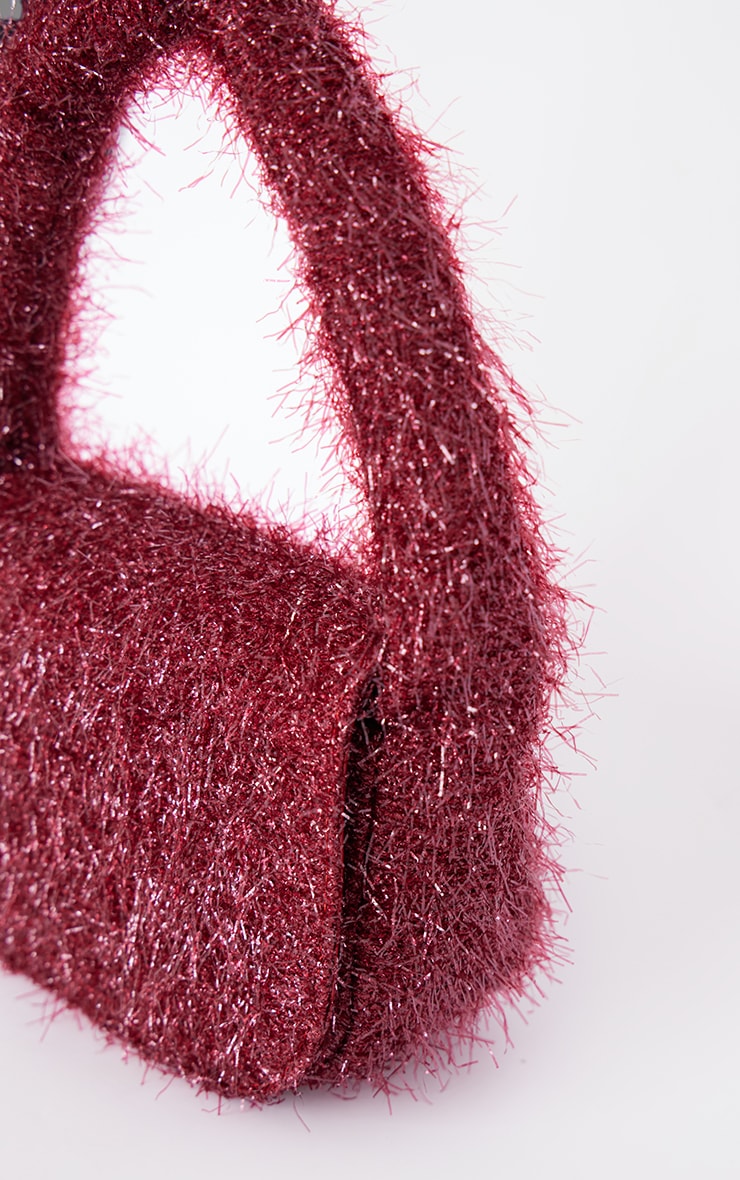Burgundy Tinsel Mini Handbag image 3