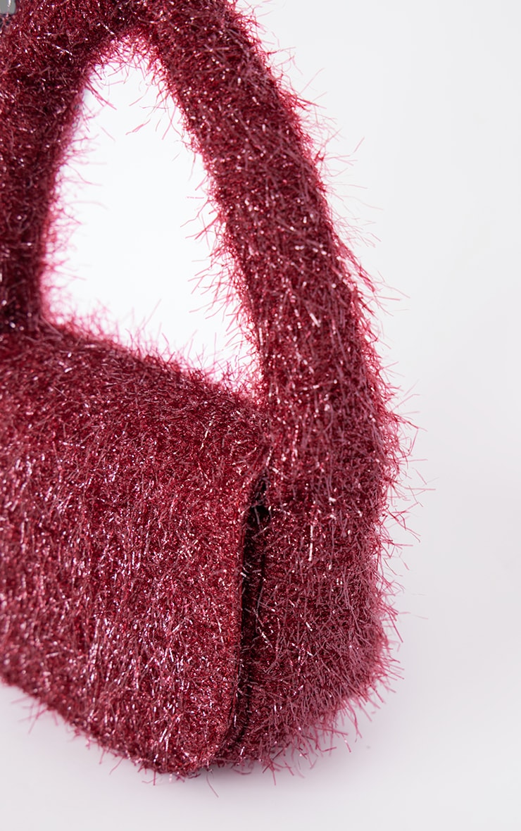 Burgundy Tinsel Trim Mini Handbag image 3