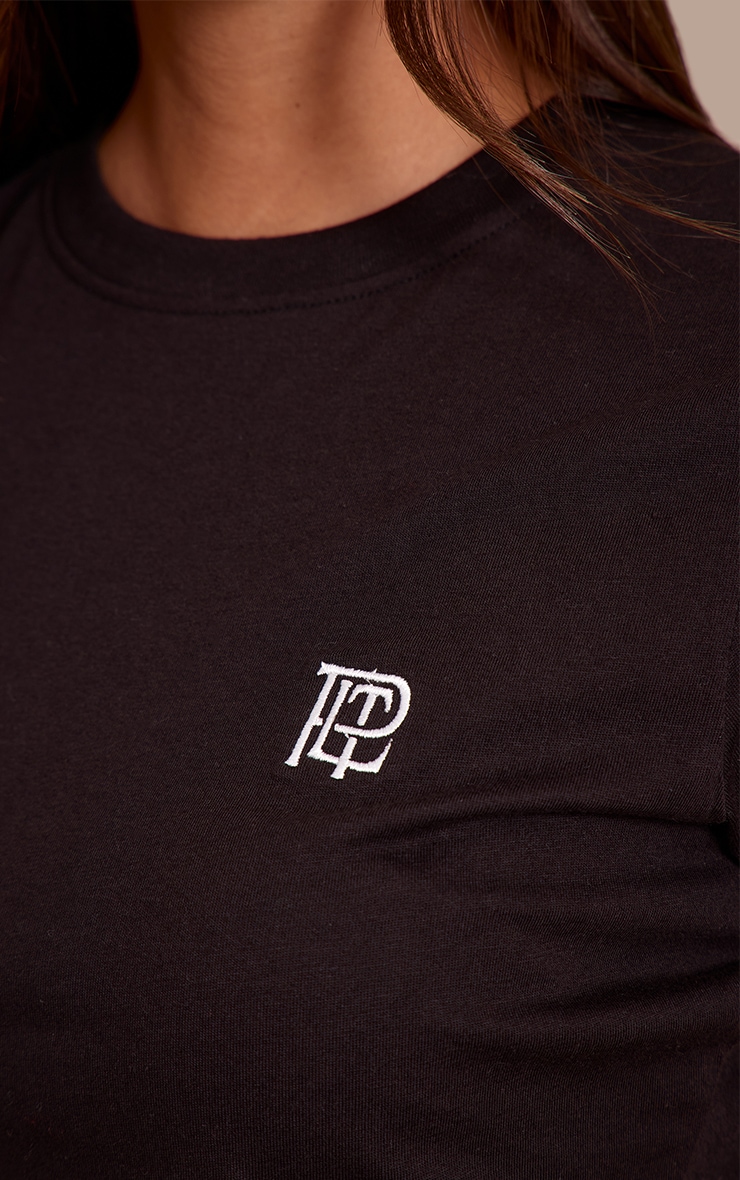 Black Fitted Embroidered T-Shirt image 4