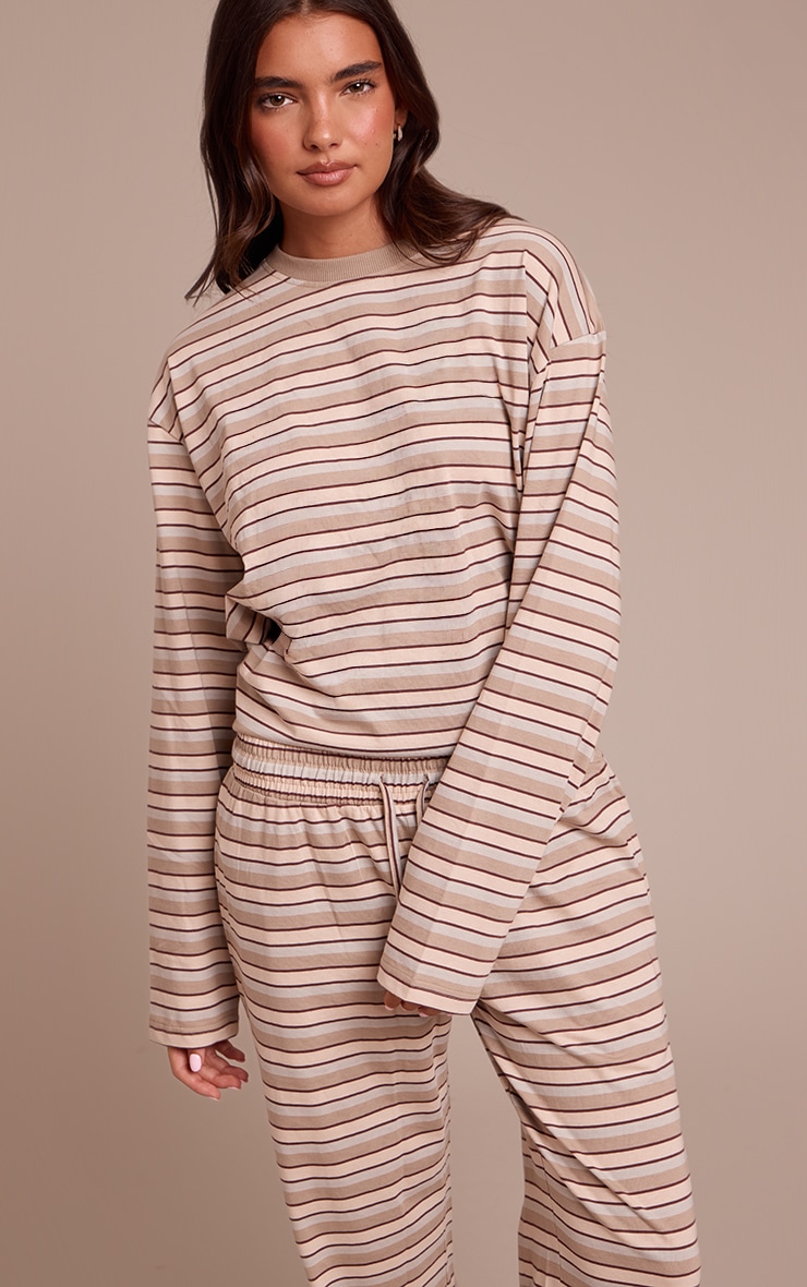 Light Brown Striped Long Sleeved Top image 3